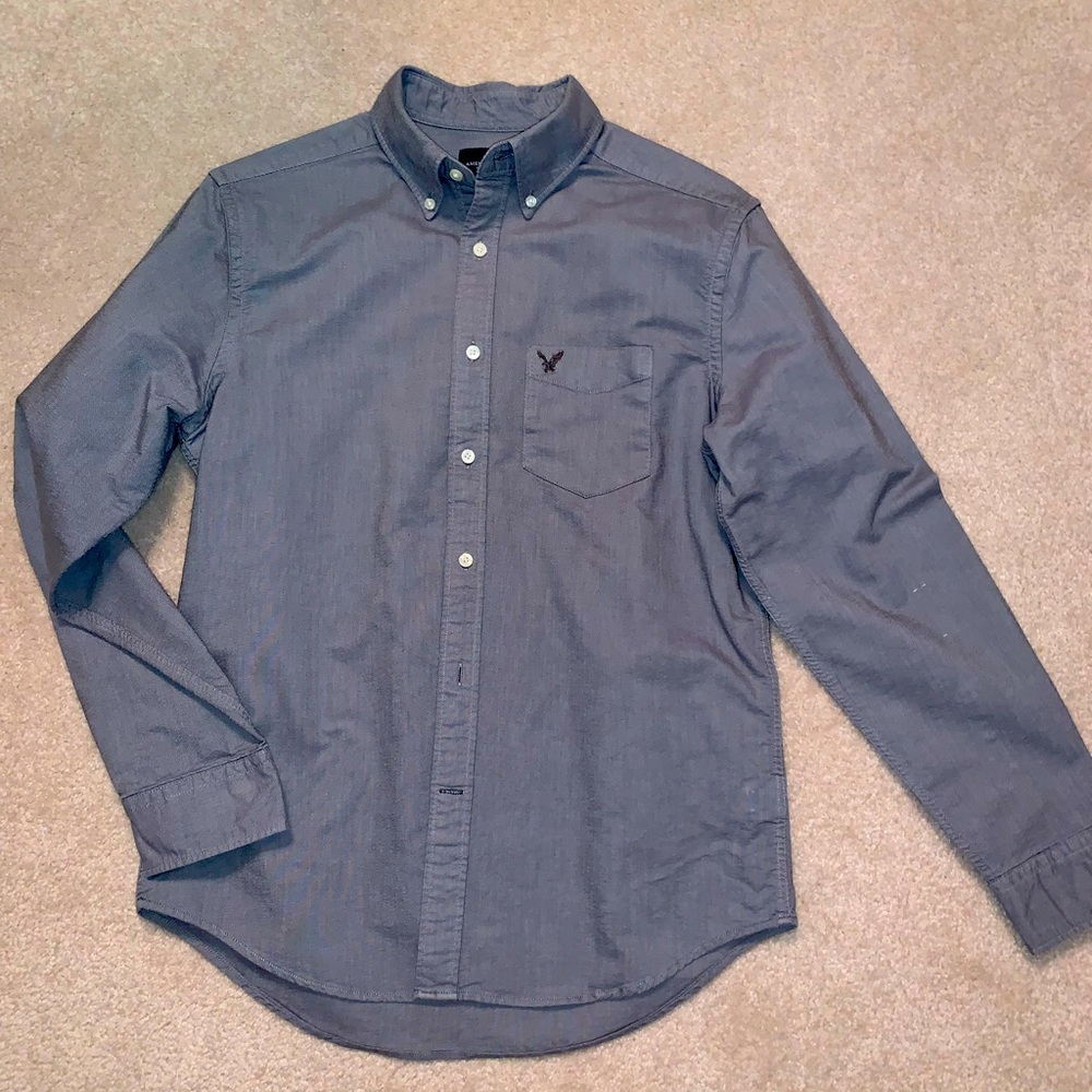 American Eagle classic fit grey knit dress shirt, Size: M